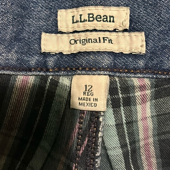 New L.L.Bean women plaid flannel lined original fit high rise jeans size 12 - Picture 6 of 6